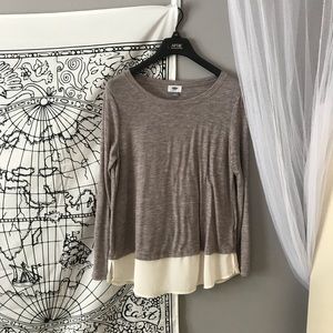 Light purple long sleeve with sheer white panel